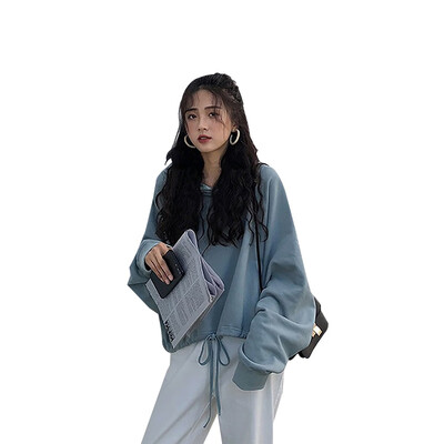 

Spring Autumn New Loose Casual Solid Color Women Hoodie Korean Style Long Sleeve Hooded Pullover