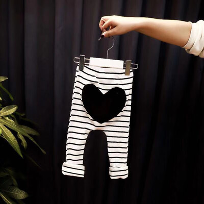 

Autumn Winter Newborn Baby Girl Pants Stretch Striped Heart Leggings Elastic Waist Toddler Infant Trousers baby clothes