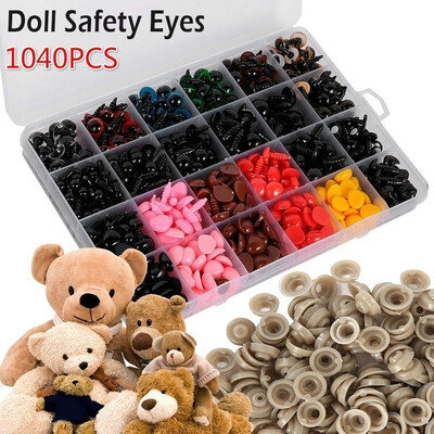 

1040150 PCS ColorfulBlack Plastic Safety Eyes&Noses with Washers Assorted Sizes for Doll Puppet Teddy Bear Plush Animal