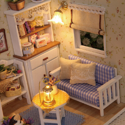 

YIWULADIY 3D Dollhouse Paper Miniature Furniture Kit LED Light Kids Grils Gift