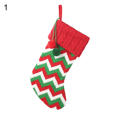 

1Pc Christmas Stocking Elk Snowflake Print Sock Candy Gift Bag Hanging Decor