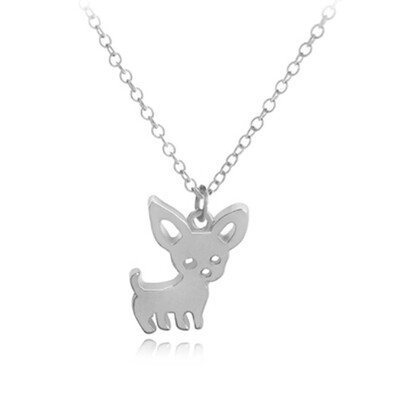 

Pretty Silver Gold Dog Chihuahua Puppy Pet Pendant Necklace