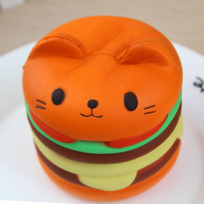 

Siaonvr Jumbo Cartoon Cat Hamburger Scented Slow Rising Exquisite Kid Soft Toy OR