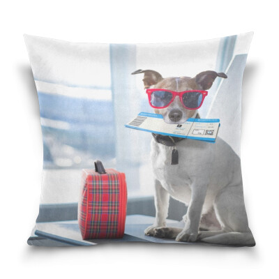 

ALAZA Throw Pillow Case Decorative Pillow Covers 16 X 16 inch Dog In Airport Pattern Pillowcase