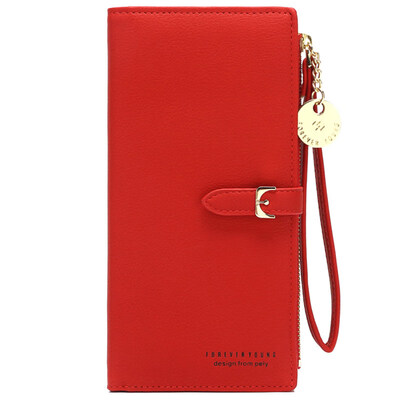 

Women Solid Color Wristlet Long Wallet Purse Faux Leather Zip Phone Card Holder
