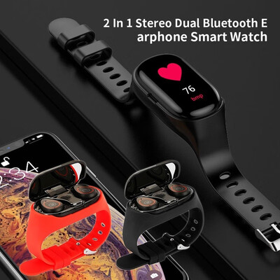 

2 In 1 Smart Watch Bracelet Stereo Dual Bluetooth Earphone