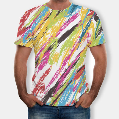 

Toponeto Mens 3D Color Printed Fashion Short Sleeves T Shirt Blouse Tee