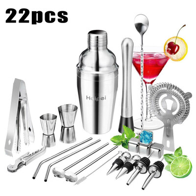 

22PCS Cocktail Set Boston Shaker Making Gift Bar Stainless Mixer Making Bar