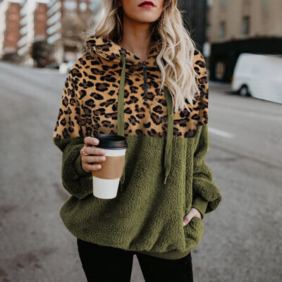 

Tailored Women Leopard Patchwork Long Sleeve Sweatshirt Pullover Shirt Tops Blouse