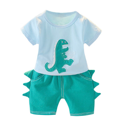 

Baby Clothes Summer Baby Boys Short Sleeve Cartoon Dinosaur Print T-shirt TopsShorts Casual Outfits Sets Boys Clothes