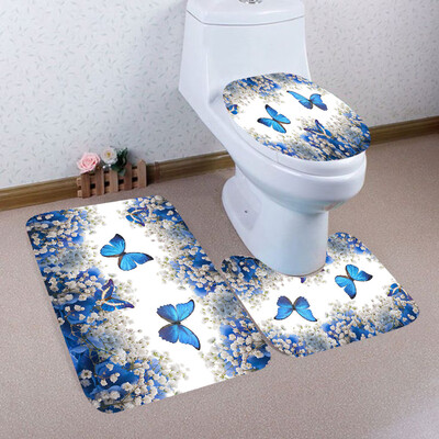 

〖Follure〗3PCS Christmas Bathroom Non-Slip Pedestal Rug Lid Toilet Cover Bath Mat Set