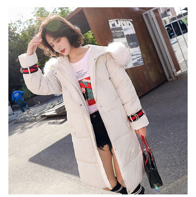 

2018 autumn&winter new down womens long long big hair collar thick size Korean version of cotton jacket female fashion