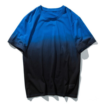 

Toponeto Mens Summer New Style Fashion Gradual Color Short Sleeve Comfortable Blouse Top
