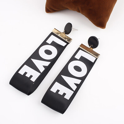 

Personality English Alphabet LOVE Fabric Stud Earrings Letter Love Earrings Charms Valentines Day Gift