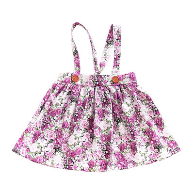 

Dress For Girls Baby Clothes Wild Strap Printed Flower Bow Detachable Strap Button Baby Girl Clothes Baby Girl Dress