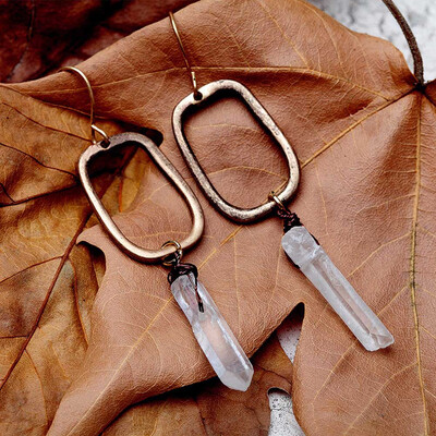 

Women Natural Stone Drop Earrings Vintage Antique Gold Geometric Shape Europe Crystal Dangle Earrings Jewelry Gifts
