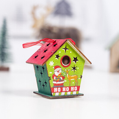 

Gobestart LED Light Wood House Cute Christmas Tree Hanging Ornaments Holiday Decoration
