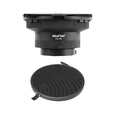 

NiceFoto FD-110 Fresnel Mount Light Focusing Adapter with Lights Honeycomb Grids Barn Doors for Bowens Mount LED Video Light for A