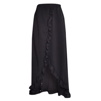 

Summer Women Skirts Drawstring Waist Flouncing Maxi Skirt Solid Split Irregular Hem Ladies Elegant Cocktail Skirt