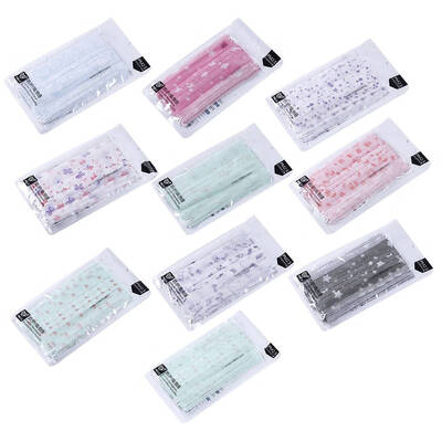 

10Pcs Women Men Non-woven Fabric Mask Disposable Ear-loop Face Mask Dust Filter Mouth Cover Random Pattern