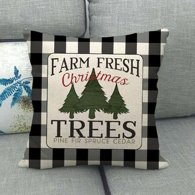 

New Merry Christmas Linen Pillowcase Cushion Cover Deer Red Plaid Cover Case Gift Home Decor