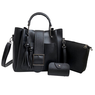 

Tailored 3Pcs Women Fashion Leisure Pattern Solid Fringe Messenger BagHandbagWallet