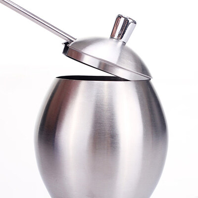 

Egg Shape Stainless Steel Sugar Spice Seasoning Jar Pot Container with Spoon