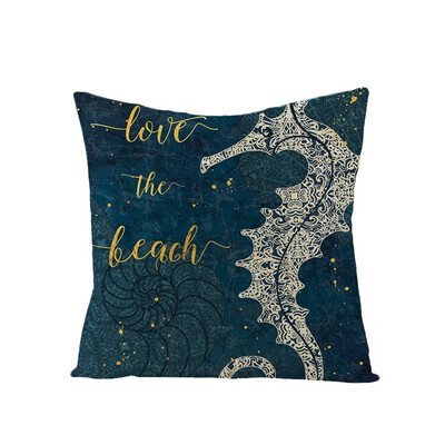 

Ocean Creature Octopus Sea Horse Sea Turtle Home Decor Vintage Pillow Case Square Marine Life Print Pillow Case