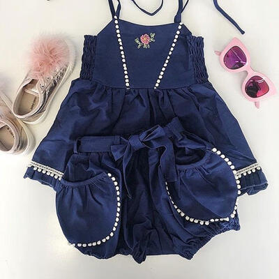 

2pcsSummer Kids Baby Girl Tops Vest Skirts Shorts Bloomers Outfits Set