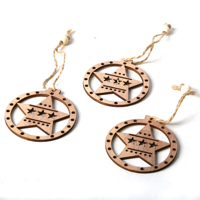 

3Pcs Christmas Hanging Wooden Ornaments Laser Cutting Wood Slice Gift Tag Pendants For Holiday Season Festival Arbol De Navidad