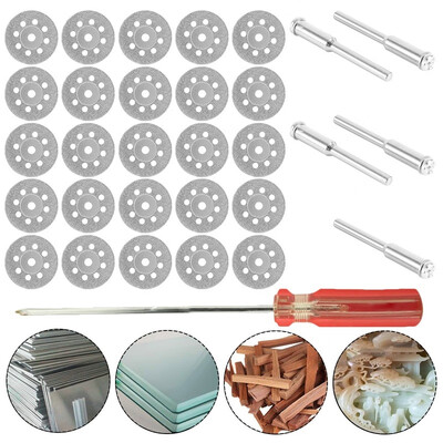 

31 PCS Emery Cutting Saw Blade Set with Emery-25pcs22mm 5 35mm Rods 1 Screwdriver
