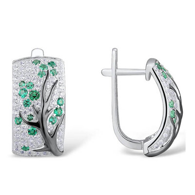 

Exquisite Floral Earring Plum Twig Blossom Flowers Dashing Woman Stud Christmas Birthday Gift Diamond Jewelry Bridal Lady Earrings