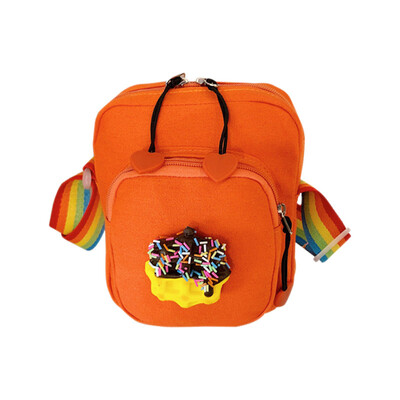 

Fashion Casual Girls Shoulder Messenger Portable Bags Creative Cartoon Burger Donut Waffles Printing Cute Cross-body Handbag