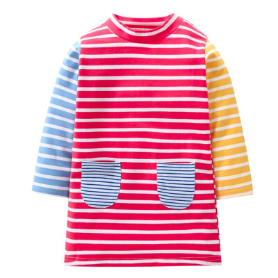 

Children Striped Long Sleeve Dress Baby Girls Princess Dress Autumn Spring New Fashion Birthday Party Dress Clothes 0-5Y