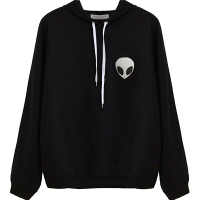 

New Autumn Casual Wear Pullovers Hoodies Women Clothing Alien Print Hooded Long Sleeve Fashion Sweatshirt Plus Size