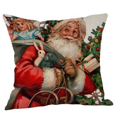 

Gobestart Merry Christmas Pillow Cases Cotton Linen Sofa Cushion Cover Home Decor