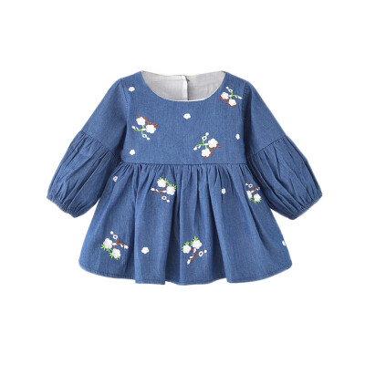 

Autumn Baby Girls Dress Kids Embroidery Floral Pattern Long Sleeve Dress Children Toddler Pageant Dresses Clothes 9-36M