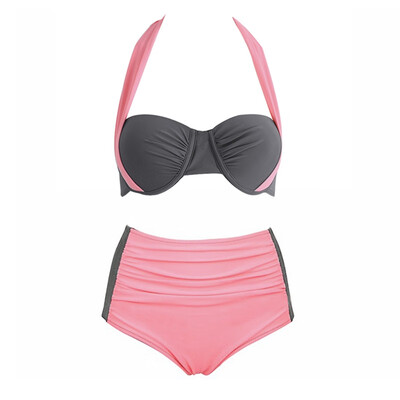 

2019 New Sexy Bikinis Women Swimsuit Patchwork High Waisted Bathing Suits Swim Halter Push Up Bikini Set Plus Size Swimwear Pro