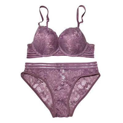 

2018 Luxurious Noble Floral Embroidery Padded Adjusted-straps Sexy Women Lace Bra Set Lingerie Ultrathin Transparent Briefs Set
