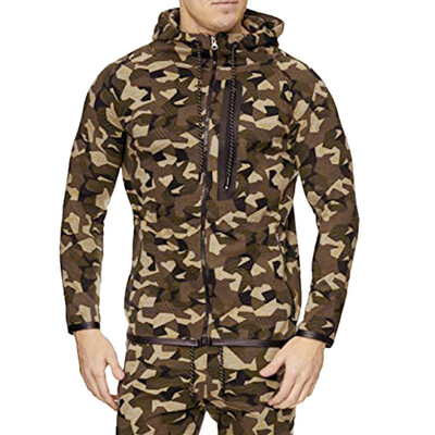 

Toponeto Mens Autumn Winter Vintage Zipper Hooded Print Long Sleeve Outdoor Coat