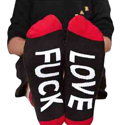 

Women Men Knee-length 100 Cotton Letter Printed Striped Candy Color Socks Anti-sweat Anti-stink Sock Novel Breathable