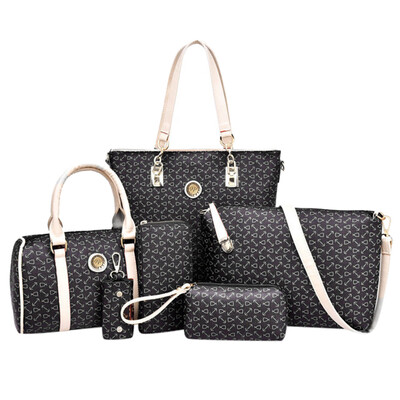 

Tailored Women 2019 new 6PC fashion Shoulder Bag Casual Handbag Wallet Key Bag Clutch Bag