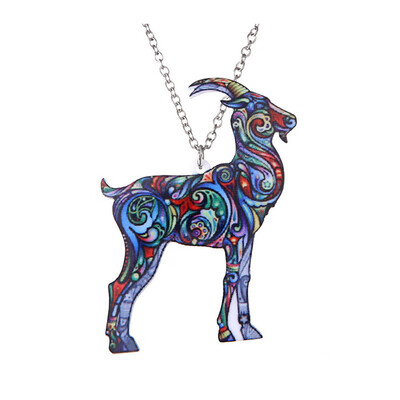 

NecklaceAcrylic Animal Necklace Pet Cat Giraffe Pig Horse Dog Camel Necklace Women Bohemia Pendant Ethnic Long Necklaces Jewelry