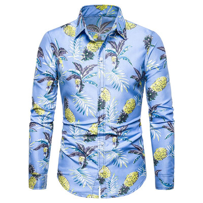 

Tailored Men Summer Bohe Linen Long Sleeve Basic T Shirt Blouse Fit Slim Printed Top