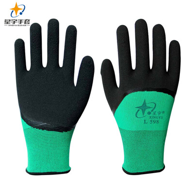 

Xingyu XINGYU labor insurance gloves semi-dipped rubber wrinkle gloves latex foam work protective gloves non-slip wear-resistant L598 12 pairs M code