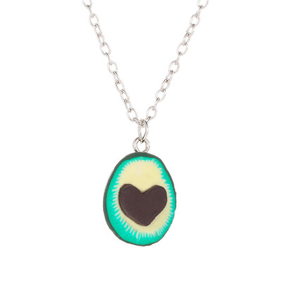 

Fashion 3D Priting Fruit Avocado Heart Pendant Necklace Women Jewelry Gift