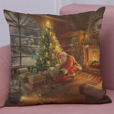 

Gobestart New Christmas Cotton Linen Pillow Case Sofa Cushion Cover Home Decor