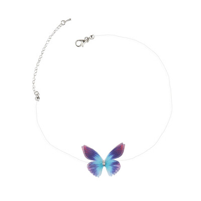 

Transparent Invisible Fishing Chain Multicolor Butterfly Pendant Choker Necklace