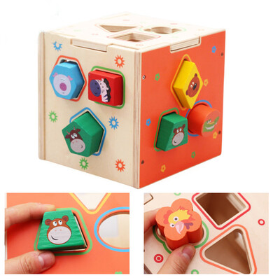 

YIWULAWooden Puzzles Children Box Educational Kids Game Learning Baby Geometry Jigsaw