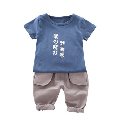 

Letter 1-4T SMLXL O-Neck Summer Casual Baby Boy Letter Pattern T-Shirt And Short Pant Kit Kids Toddler Two-piece Outfit Set